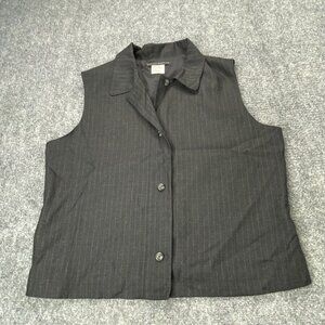 Morton‎ Bernard Best Womens 14 Black Pinstripe Wool Blend Button Front Waistcoat